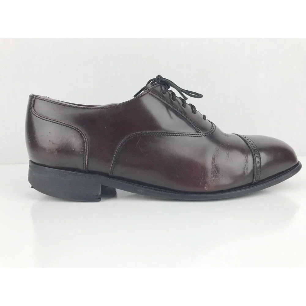 Florsheim Oxford Mens Cap Toe Dress Shoes Leather Dark Brown‎ Lace Up 9.5 EEE